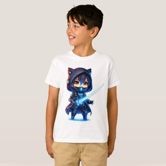 Neon Blade - Chibi Cyber Ninja T-Shirt (Vorne ganz)