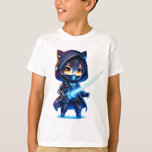 Neon Blade - Chibi Cyber Ninja T-Shirt (Vorderseite)