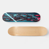 "Neon Blade Warrior: Cyberpunk Samurai Skateboard (Horizontal)