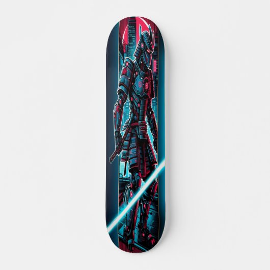 "Neon Blade Warrior: Cyberpunk Samurai Skateboard (Vorne)