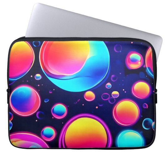 Neon-Blasen-Universum Laptopschutzhülle (Vorderseite)