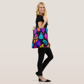 Neon Blätter Abstract Muster Tasche (Am Model)