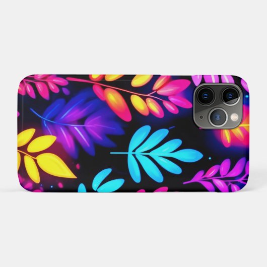 Neon Blätter Abstraktes Muster Case-Mate iPhone Hülle (Rückseite (Horizontal))