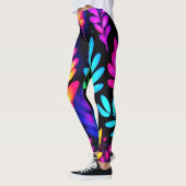 Neon Blätter Abstraktes Muster Leggings (Links)