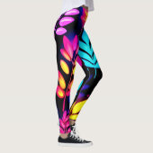 Neon Blätter Abstraktes Muster Leggings (Rechts)