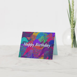 Neon Blätter Happy Birthday Card Karte