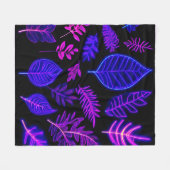 Neon-Blätter in rosa und Lila Farben Fleecedecke (Vorderseite (Horizontal))