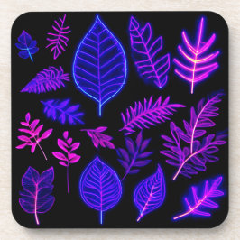 Neon-Blätter in rosa und Lila Farben Getränkeuntersetzer