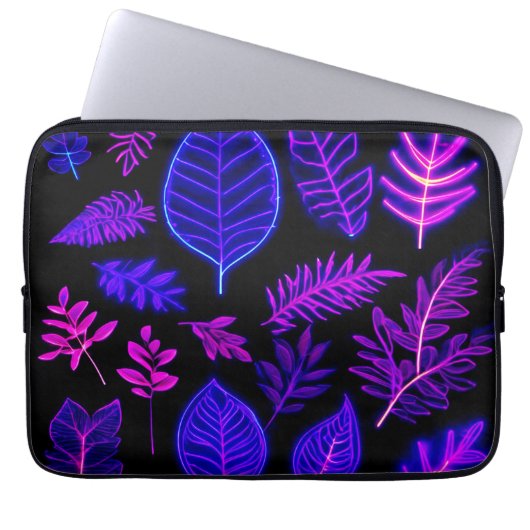 Neon-Blätter in rosa und Lila Farben Laptopschutzhülle (Vorderseite)