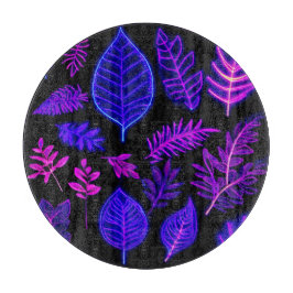Neon-Blätter in rosa und Lila Farben Schneidebrett