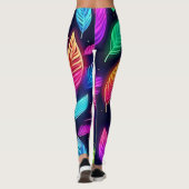 Neon Blätter in Vibrant Glanz Kunst Leggings (Rückseite)