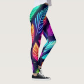 Neon Blätter in Vibrant Glanz Kunst Leggings (Rechts)