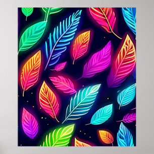 Neon Blätter in Vibrant Glanz Kunst Poster