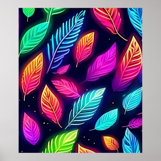 Neon Blätter in Vibrant Glanz Kunst Poster (Vorne)