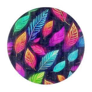 Neon Blätter in Vibrant Glanz Kunst Schneidebrett