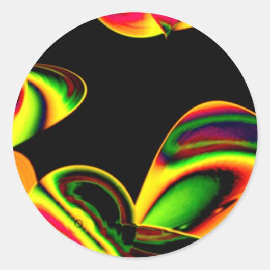 Neon Blätter Runder Aufkleber (Vorderseite)