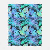 Neon Blätter Tropical Fleecedecke (Vorderseite)