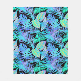 Neon Blätter Tropical Fleecedecke