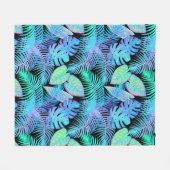 Neon Blätter Tropical Fleecedecke (Vorderseite (Horizontal))