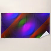 Neon Blau, Lila, Grün und Orange Strandtuch (Vorderseite)