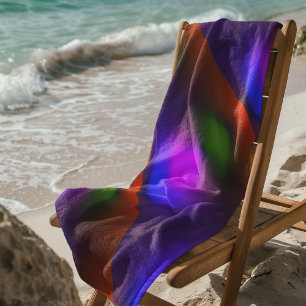 Neon Blau, Lila, Grün und Orange Strandtuch