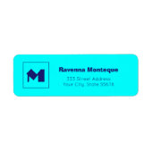 Neon Blau Modernes Personalisiertes Monogramm Buch (Vorne)