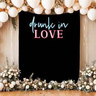 Neon Blau Rosa Betrunken in Liebe Foto Hintergrund Wandteppich