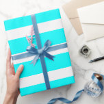 Neon Blau und Weiß, klassisch, horizontal gestreif Geschenkpapier<br><div class="desc">Neon Blau und Weiß,  klassisches,  horizontales Streifenpapier</div>