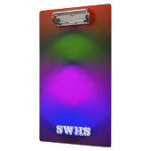 Neon blaue, Lila, grüne und orangefarbene Monogram Klemmbrett (Links)