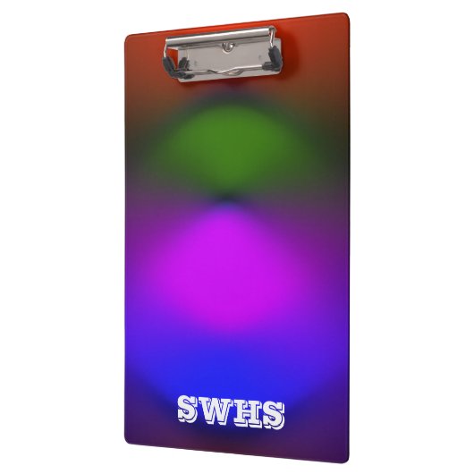 Neon blaue, Lila, grüne und orangefarbene Monogram Klemmbrett (Links)