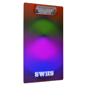 Neon blaue, Lila, grüne und orangefarbene Monogram Klemmbrett (Rechts)