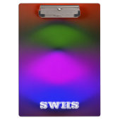 Neon blaue, Lila, grüne und orangefarbene Monogram Klemmbrett (Vorderseite)