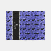 Neon blauen Glitzer Hockey Herz beugt Fleecedecke (Vorderseite (Horizontal))