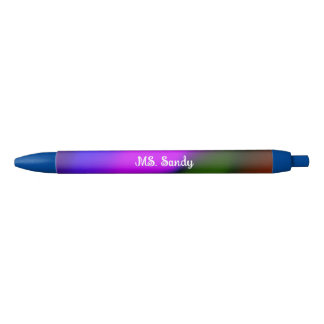 Neon Blauer, Lila, grüner und orangefarbener Name Kugelschreiber
