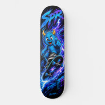 Neon Blaues Monster Lightning Rush Street Art
