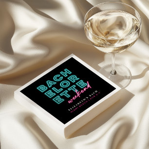 Neon Blaues und Rosa Junggesellinnen-Wochenende Serviette