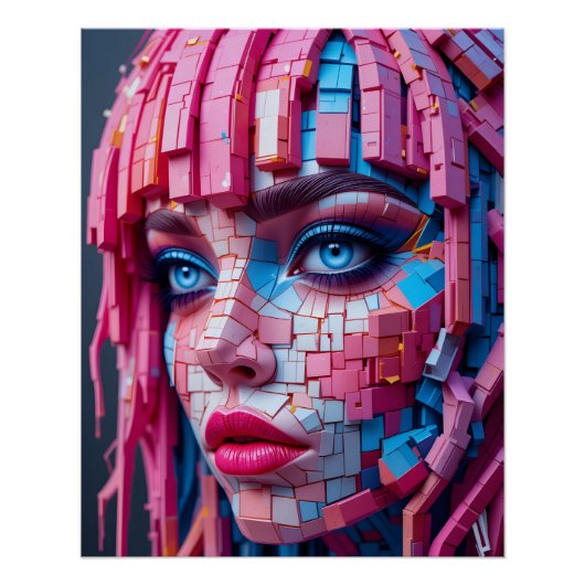 Neon Block Portrait Poster (Vorderseite)