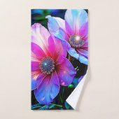 Neon Bloom Blume Magic Glow Design Badhandtuch Set (Handtuch)