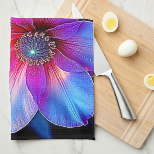 Neon Bloom Blume Magic Glow Design Geschirrtuch (Viertel Falte)