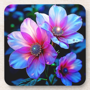 Neon Bloom Blume Magic Glow Design Getränkeuntersetzer