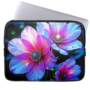 Neon Bloom Blume Magic Glow Design Laptopschutzhülle