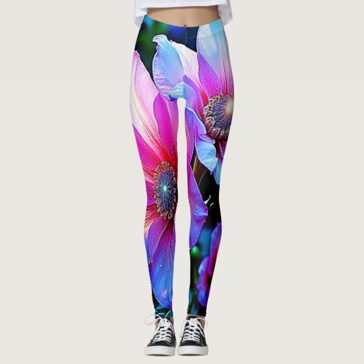 Neon Bloom Blume Magic Glow Design Leggings (Vorderseite)
