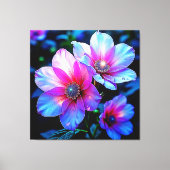 Neon Bloom Blume Magic Glow Design Leinwanddruck (Vorderseite)