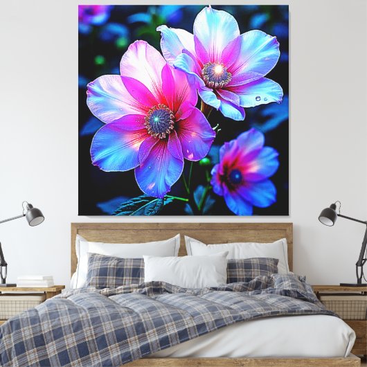 Neon Bloom Blume Magic Glow Design Leinwanddruck (Insitu (Schlafzimmer))