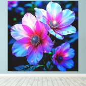 Neon Bloom Blume Magic Glow Design Leinwanddruck (Insitu (Holzboden))