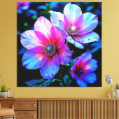 Neon Bloom Blume Magic Glow Design Leinwanddruck (Insitu (Wohnzimmer))
