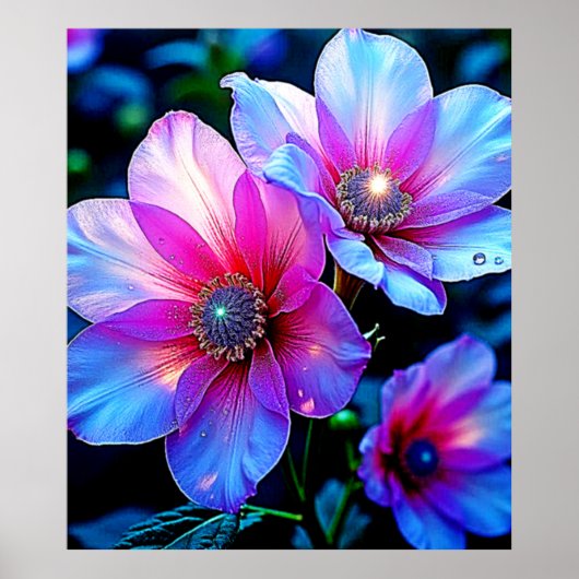 Neon Bloom Blume Magic Glow Design Poster (Vorne)