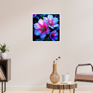 Neon Bloom Blume Magic Glow Design Poster