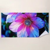 Neon Bloom Blume Magic Glow Design Strandtuch (Vorderseite)
