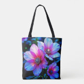 Neon Bloom Blume Magic Glow Design Tasche (Rückseite)